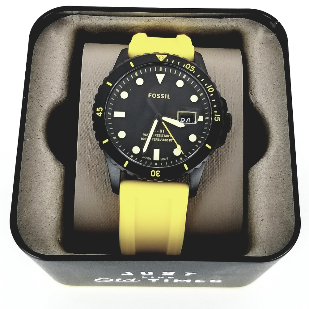 Fossil FS5684 Mens FB-01 Neon Yellow Black Silicon